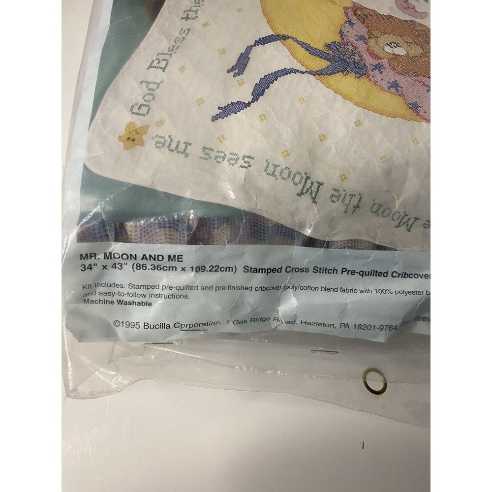 Bucilla Mr Moon & Me crib cover crosstitch kit 41194 blanket only - Picture 4 of 7